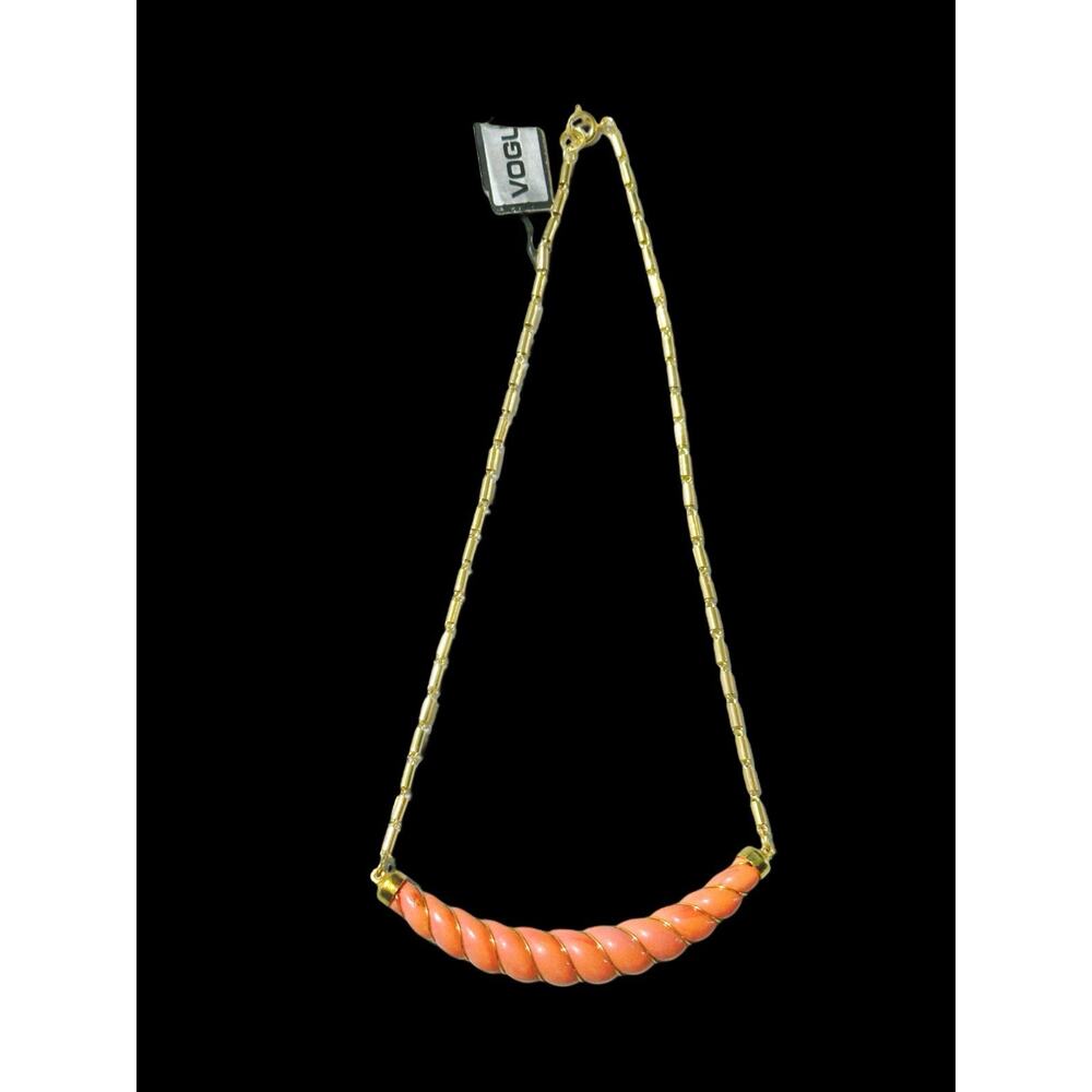 Signed Vogue Coral Necklace NOS Plastic